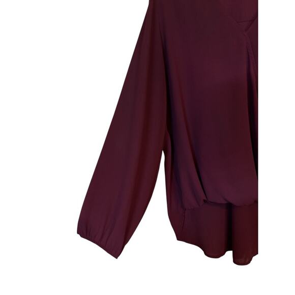 West Kei Women's Long Sleeve Surplice Soft Hi-Low Pullover Blouse Size XXL Red - Picture 2 of 8